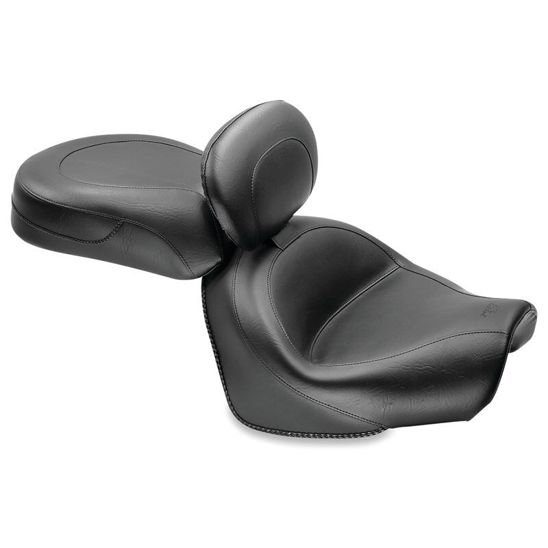Mustang Motorcycle Mustang 09-17 Yamaha V-Star 950, 950 Tourer Std Touring 2PC Seat w/Driver Backrest - Black
