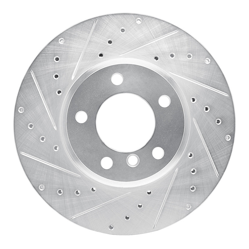 R1 Concepts R1 04-10 BMW 530XI Front Left Drilled & Slotted Silver Brake Rotor