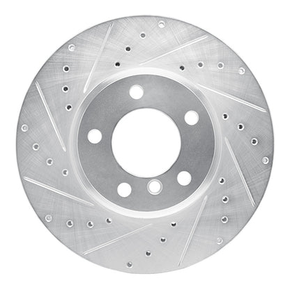R1 Concepts R1 04-10 BMW 530XI Front Left Drilled & Slotted Silver Brake Rotor