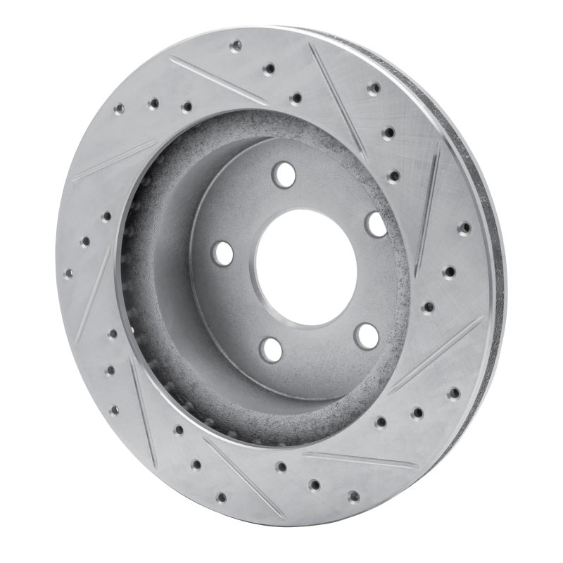 R1 Concepts R1 82-90 Ford Mustang Rear Left Drilled & Slotted Silver Brake Rotor
