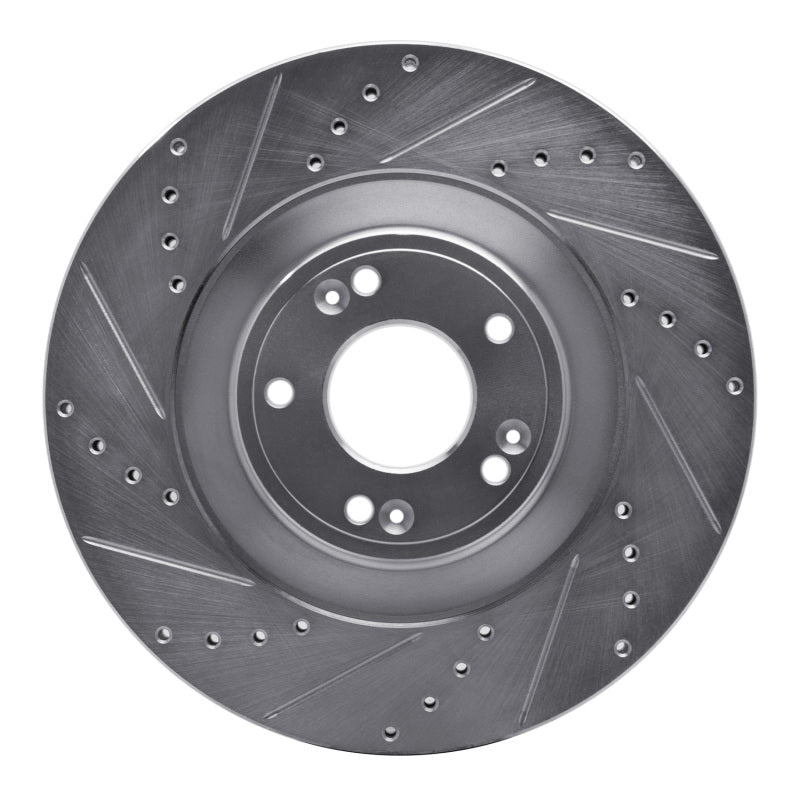 R1 Concepts R1 11-17 Genesis G80 Front Left Drilled & Slotted Silver Brake Rotor