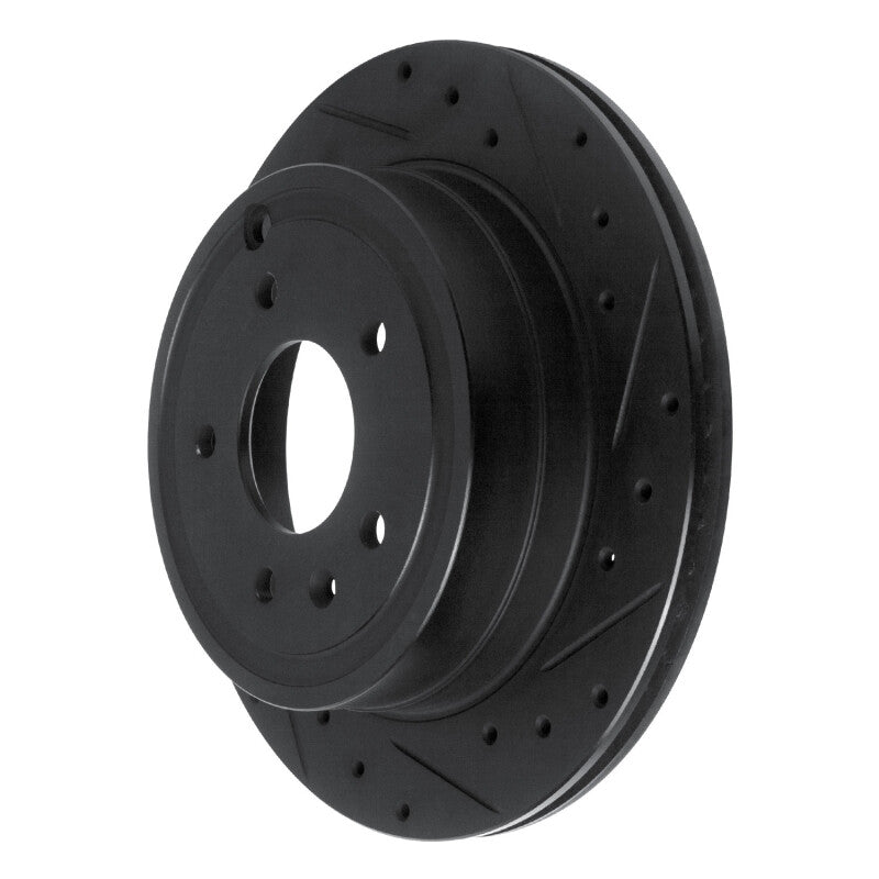 R1 Concepts R1 07-15 Chevrolet Captiva Rear Right Drilled & Slotted Black Brake Rotor