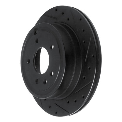 R1 Concepts R1 07-15 Chevrolet Captiva Rear Right Drilled & Slotted Black Brake Rotor