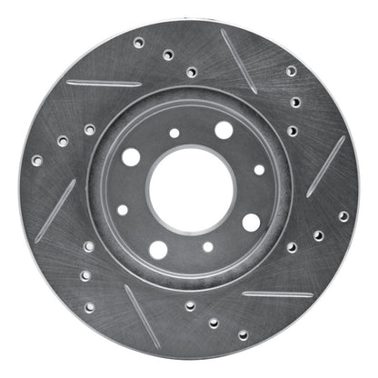 R1 Concepts R1 90-00 Honda Civic DEL SOL Front Left Drilled & Slotted Silver Brake Rotor