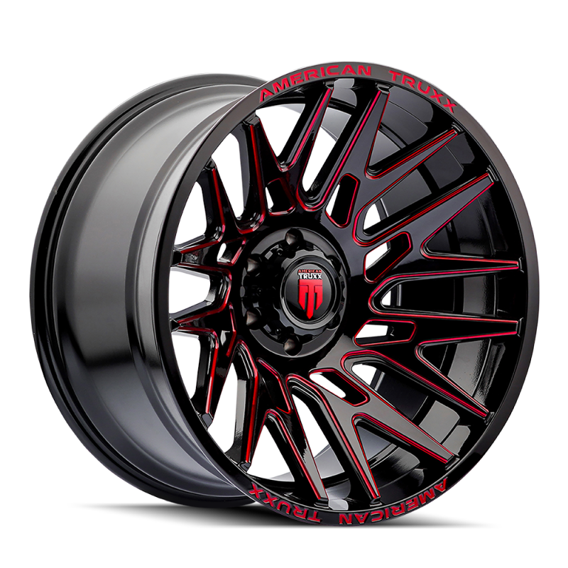 American Truxx AT1919 Evolution 22x12 / 6x135 BP / -44mm Offset / 87.1mm Hub Gls Blk Prizm Red Wheel