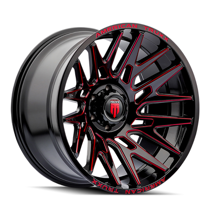 American Truxx AT1919 Evolution 22x12 / 6x135 BP / -44mm Offset / 87.1mm Hub Gls Blk Prizm Red Wheel