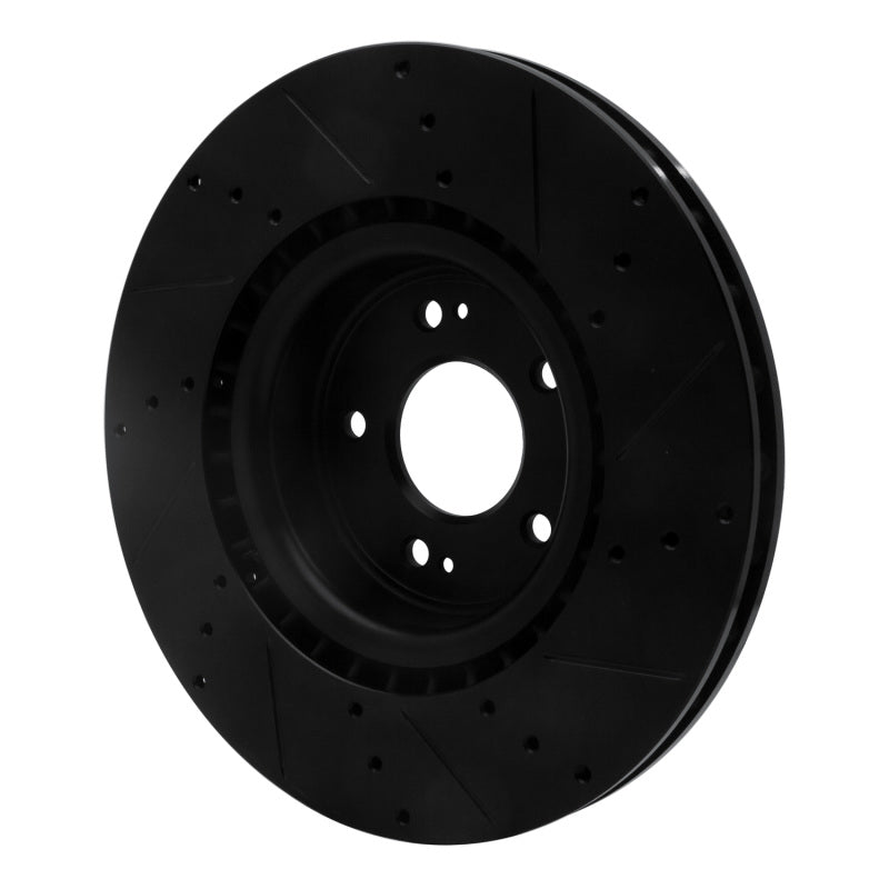 R1 Concepts R1 10-16 Hyundai Genesis Coupe Front Left Drilled & Slotted Black Brake Rotor