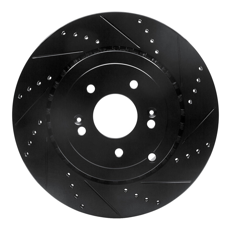 R1 Concepts R1 18-25 Genesis G70 Rear Right Drilled & Slotted Black Brake Rotor