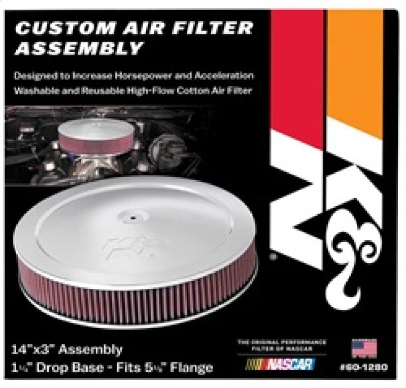 K&N Engineering K&N 14in Red Custom Air Cleaner Assembly - 5.125in ID x 14in OD x 2.75in H x 1.25in Drop Base