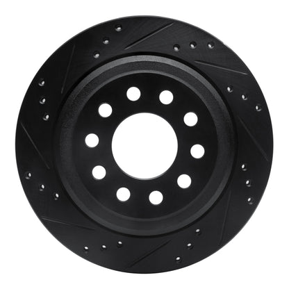 R1 Concepts R1 03-11 Lincoln Town Car Rear Left Drilled & Slotted Black Brake Rotor