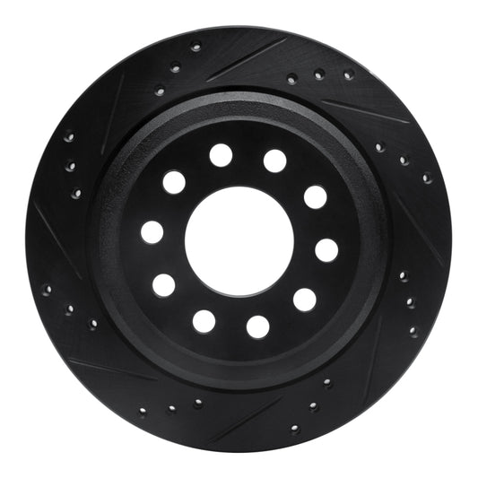 R1 Concepts R1 03-11 Lincoln Town Car Rear Left Drilled & Slotted Black Brake Rotor