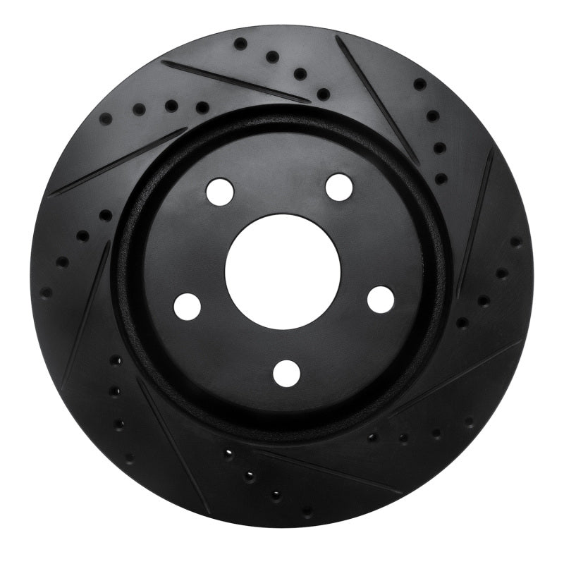R1 Concepts R1 12-18 Jeep Wrangler Front Right Drilled & Slotted Black Brake Rotor