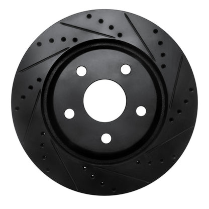 R1 Concepts R1 12-18 Jeep Wrangler Front Right Drilled & Slotted Black Brake Rotor