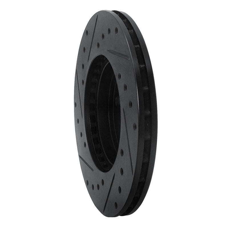 R1 Concepts R1 90-91 Toyota Celica Front Right Drilled & Slotted Black Brake Rotor