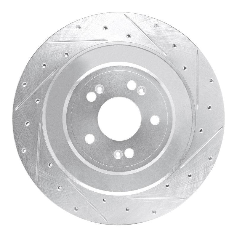 R1 Concepts R1 21-26 Genesis G80 Rear Right Drilled & Slotted Silver Brake Rotor