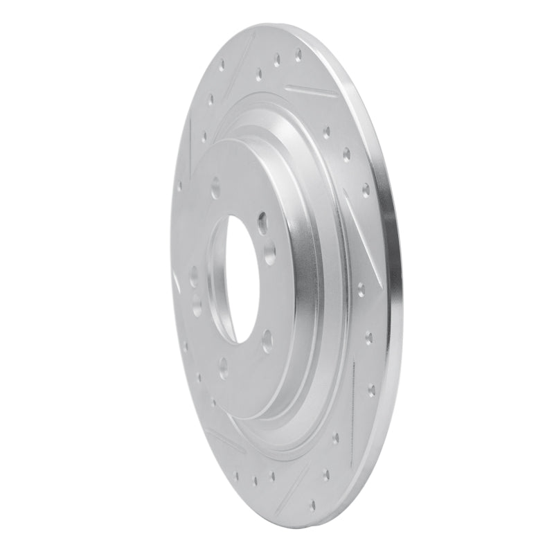 R1 Concepts R1 17-23 Hyundai Kona EV Rear Left Drilled & Slotted Silver Brake Rotor