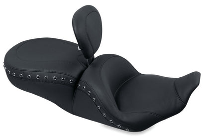 Mustang Motorcycle Mustang 97-07 Harley Rd King,06-07 Str Glide,00-05 Eagle Lowdown 1PC Seat w/DBR Black Pearls - Black