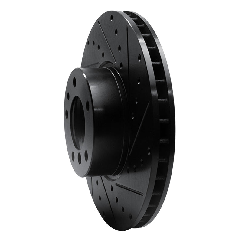 R1 Concepts R1 91-01 BMW 850CI Front Right Drilled & Slotted Black Brake Rotor