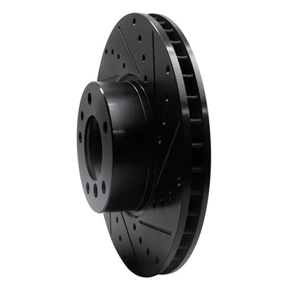 R1 Concepts R1 91-01 BMW 850CI Front Right Drilled & Slotted Black Brake Rotor