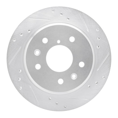 R1 Concepts R1 86-91 Mazda RX-7 Rear Right Drilled & Slotted Silver Brake Rotor