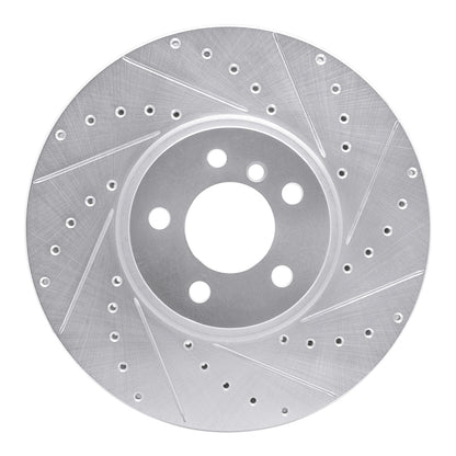R1 Concepts R1 02-06 BMW X5 Front Right Drilled & Slotted Silver Brake Rotor