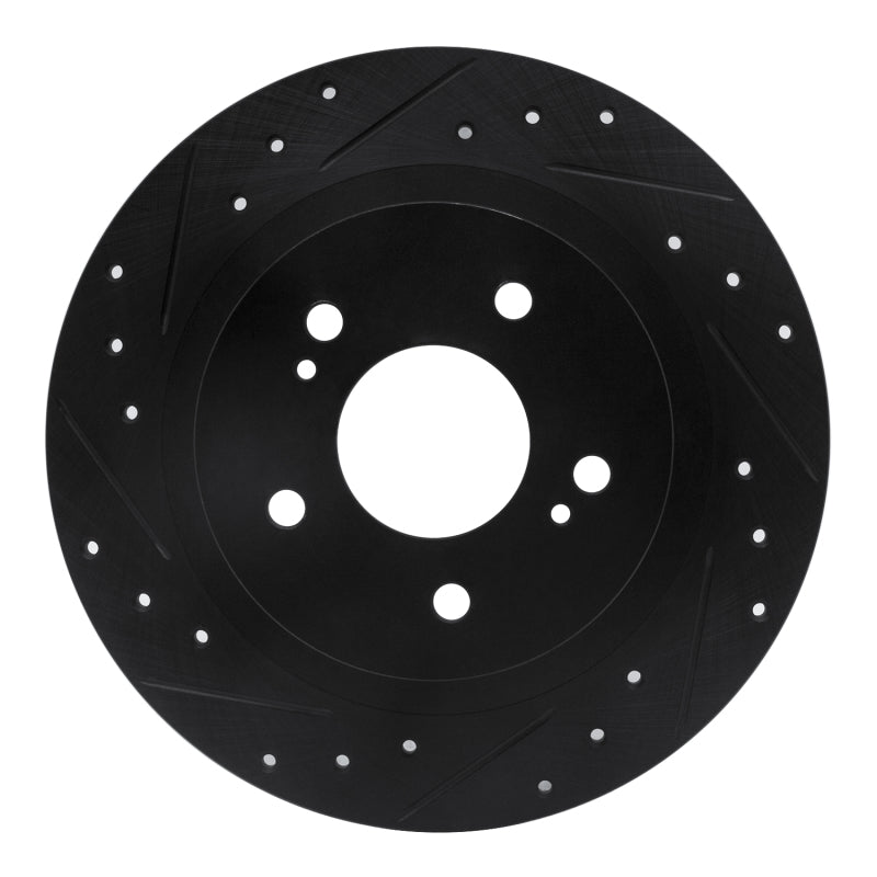 R1 Concepts R1 1984-1988 Nissan 200SX Rear Left Drilled & Slotted Black Brake Rotor