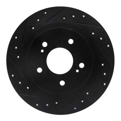 R1 Concepts R1 1984-1988 Nissan 200SX Rear Left Drilled & Slotted Black Brake Rotor