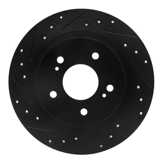 R1 Concepts R1 1984-1988 Nissan 200SX Rear Left Drilled & Slotted Black Brake Rotor