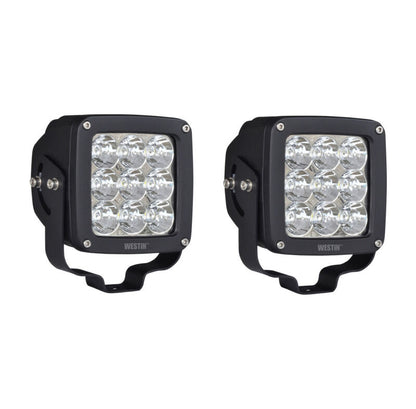 Westin Axis LED Auxiliary Light 4.5 inch x 4.5 inch Square Spot w/3W Osram (Set of 2) - Black