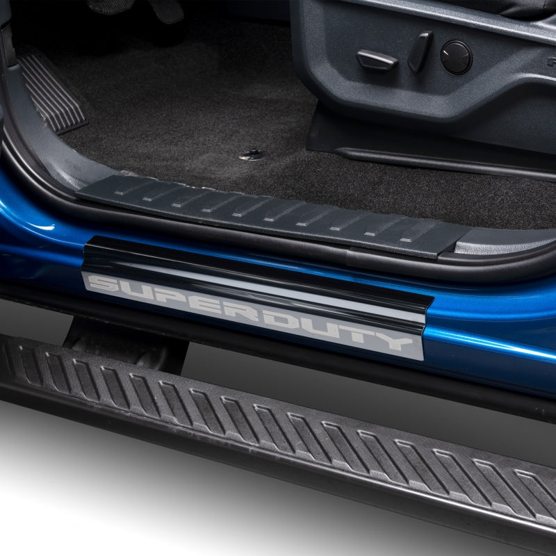 Putco 99-16 Ford SuperDuty Crew Cab w/ SUPERDUTY Etching (4pcs) Black Platinum Door Sills