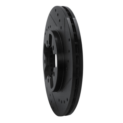 R1 Concepts R1 1984-1989 Nissan 300ZX Front Right Drilled & Slotted Black Brake Rotor