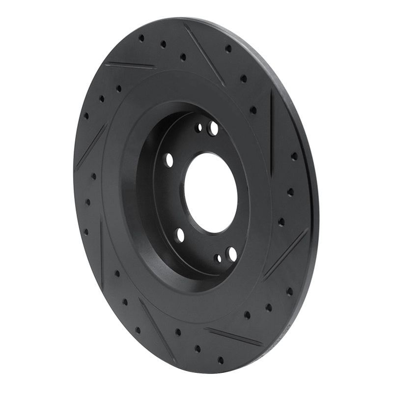 R1 Concepts R1 13-25 Mitsubishi Eclipse Cross Rear Left Drilled & Slotted Black Brake Rotor