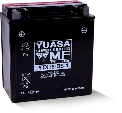 Yuasa Battery Yuasa YTX16-BS-1 Maintenance Free AGM 12-Volt Battery w/Bottle