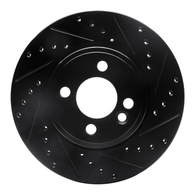 R1 Concepts R1 07-15 Mini Cooper (Excl Clubman) Front Right Drilled & Slotted Black Brake Rotor