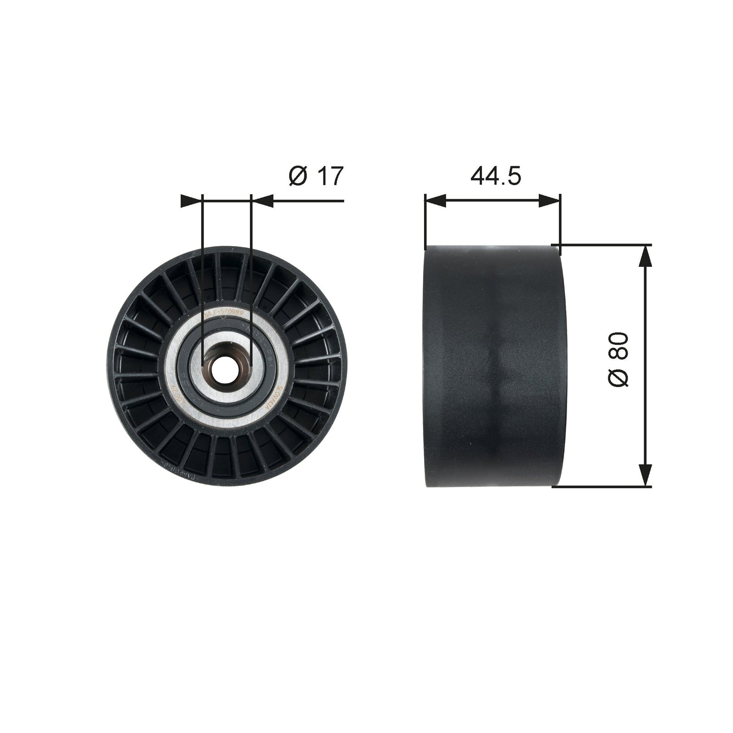 GATES GATT36509 V-Ribbed Belt Deflection/Guide Pulley
