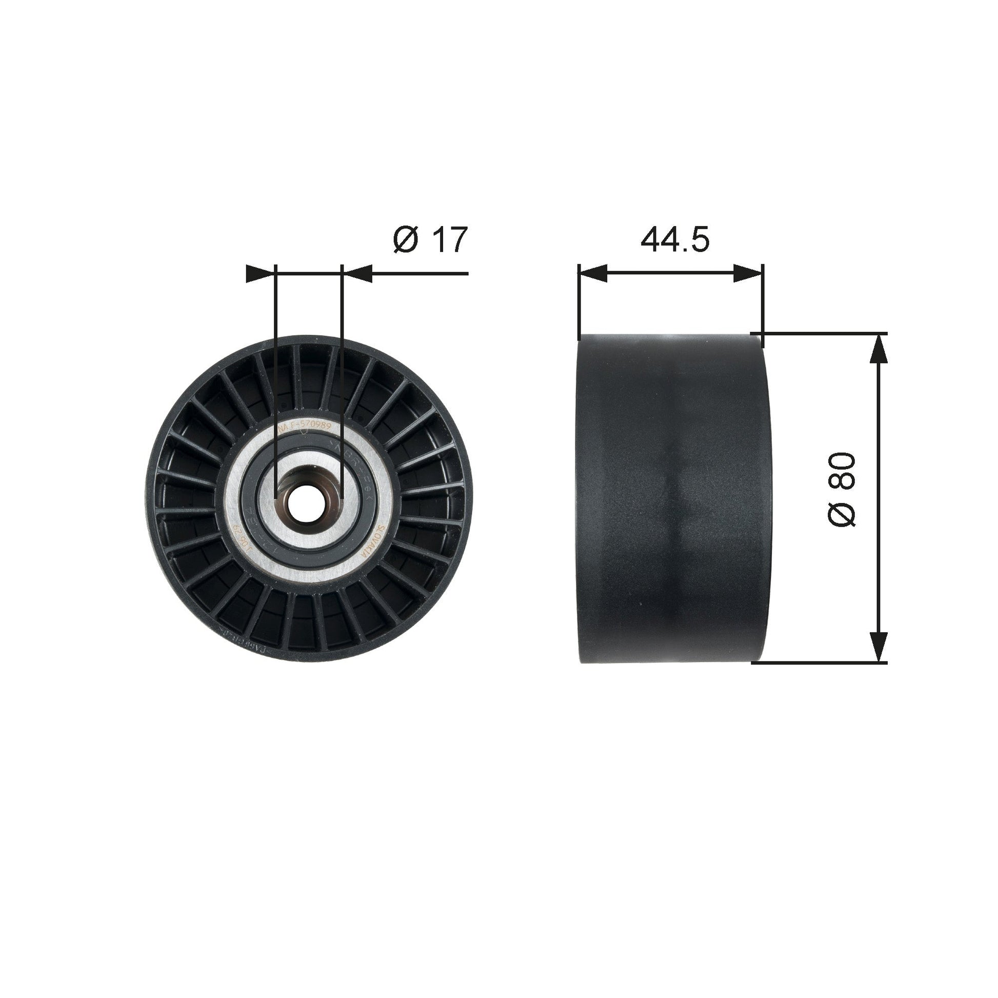GATES GATT36509 V-Ribbed Belt Deflection/Guide Pulley
