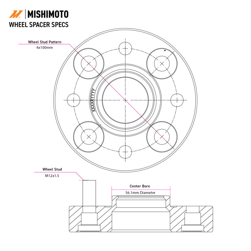 Mishimoto Wheel Spacers - 5x114.3 - 66.1 - 30 - M12 - Black