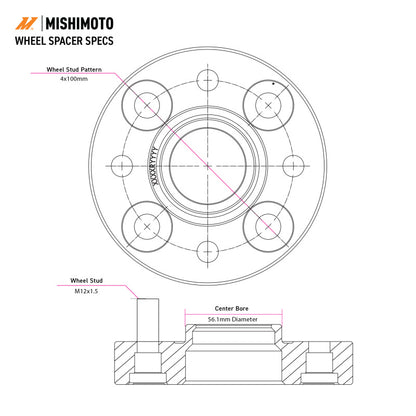 Mishimoto Wheel Spacers - 4x100 - 56.1 - 15 - M12 - Black