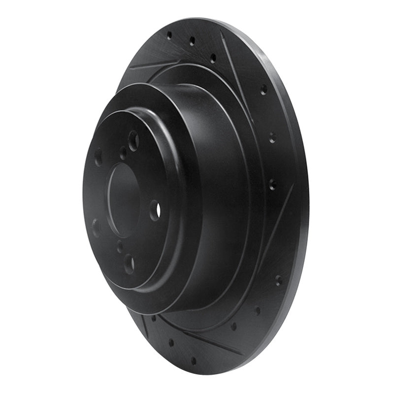 R1 Concepts R1 00-06 Subaru BAJA Rear Right Drilled & Slotted Black Brake Rotor