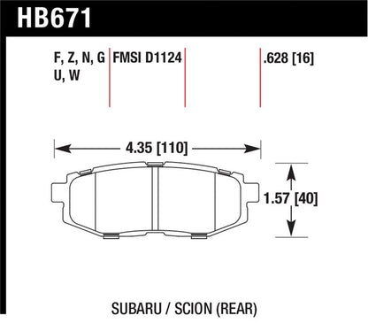 Hawk Performance Hawk 11+ Subaru Legacy GT Performance Ceramic Rear Street Brake Pads