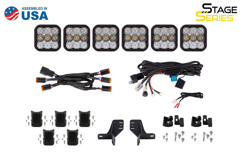 Diode Dynamics Bronco SS5 6-Pod CrossLink Grille Lightbar Kit Pro - White Combo