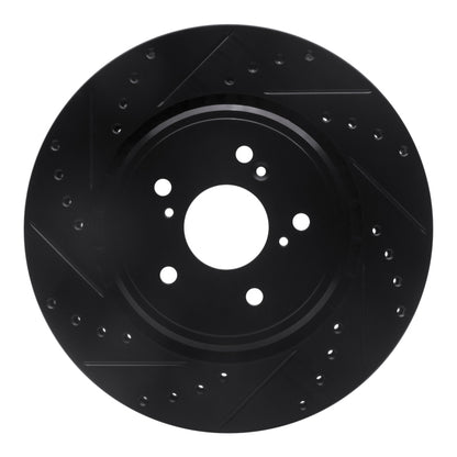 R1 Concepts R1 14-20 Acura TLX Front Left Drilled & Slotted Black Brake Rotor