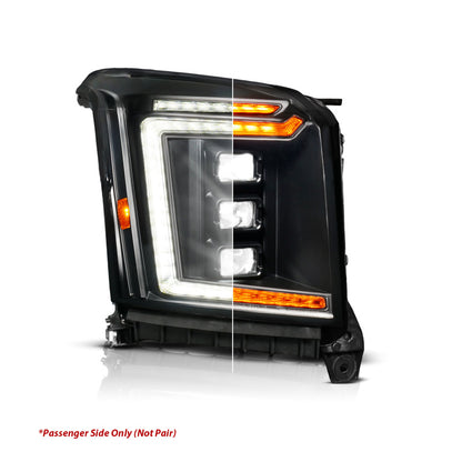 ANZO 15-20 GMC Yukon (Incl XL - Factory Halogen Models) Full LED Proj Headlights Black - Pass. Side