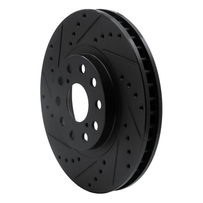 R1 Concepts R1 93-98 Toyota Supra Front Left Drilled & Slotted Black Brake Rotor