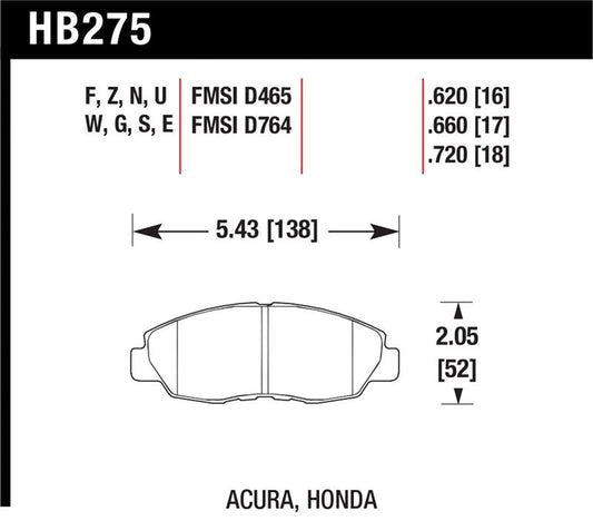 Hawk Performance Hawk Acura/ Honda Performance Ceramic Street Front Brake Pads