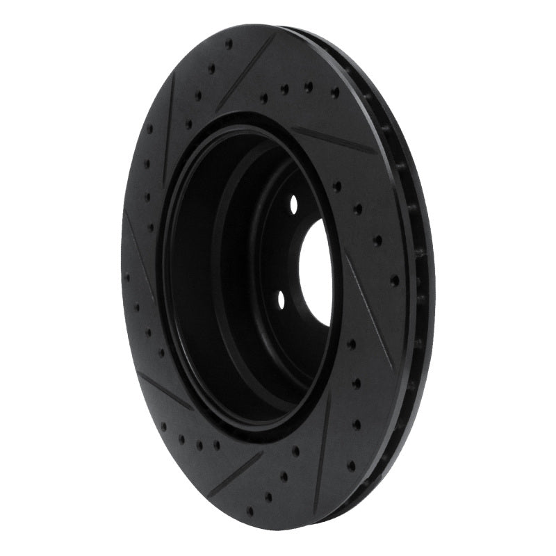 R1 Concepts R1 08-13 BMW 135IS Rear Right Drilled & Slotted Black Brake Rotor