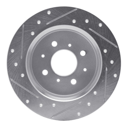 R1 Concepts R1 01-05 Acura EL Rear Right Drilled & Slotted Silver Brake Rotor