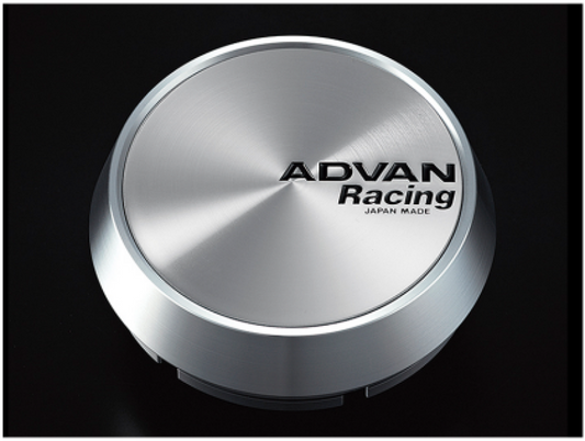 Advan 63mm Flat Center Cap - Platinum Silver w/ Black Letters