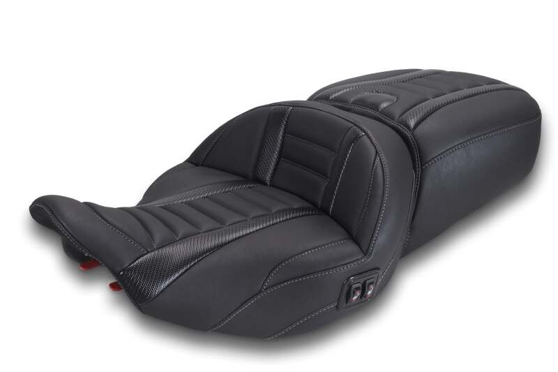 Mustang Motorcycle Mustang 23-26 Harley CVO Road Glide, Street Glide, Heated ST Deluxe 1pc 2Up Blk w/Gun Metal Thread