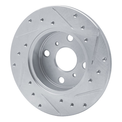 R1 Concepts R1 84-88 Chevrolet Nova Front Left Drilled & Slotted Silver Brake Rotor